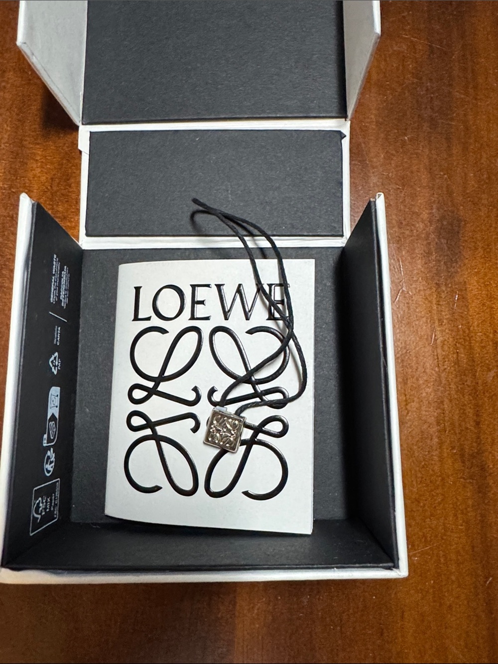 Loewe Silver Logo Charm/Bracelet with Box